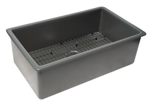 Alternate Image for ALFI brand 32" Drop In Fireclay Kitchen Sink, Gray Matte, No Faucet Hole, ABF3219SUD-GM