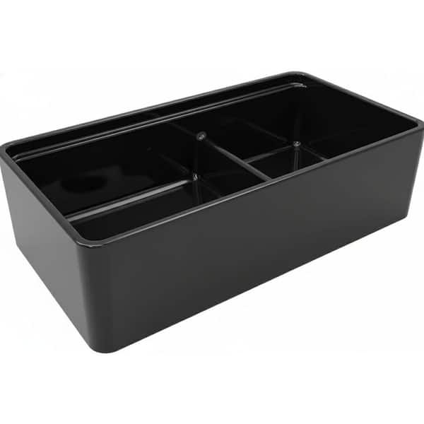 Latoscana 36" Double Bowl Fireclay Farmhouse Sink with Accessory Ledge, Black, LDL3619B