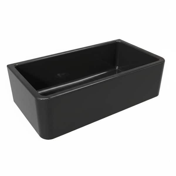 Latoscana 33" Fireclay Single Bowl Black Farmhouse Apron Sink, Reversible, LFS3318B