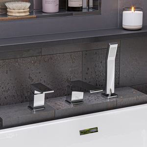 Alternate Image for ALFI brand Brass, AB2464-PC Polished Chrome Deck Mounted 3 Hole Tub Filler & Shower Head