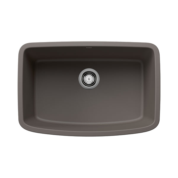 Blanco Valea 27" Undermount Silgranit Kitchen Sink, Volcano Gray, No Faucet Hole, 443127