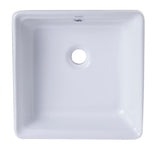 Eago 15" x 15" Square Above Mount Porcelain Bathroom Sink, White, No Faucet Hole, BA130