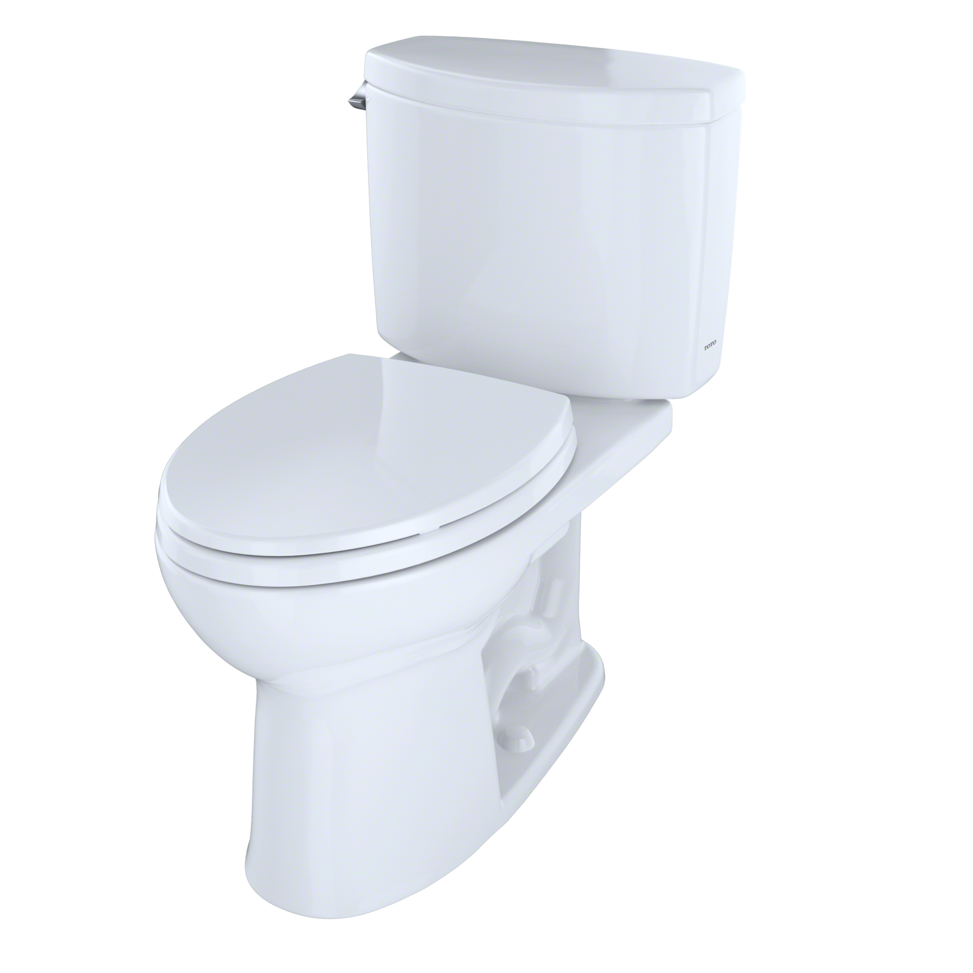 TOTO Drake II Two-Piece Elongated 1.28 GPF Universal Height Toilet with CEFIONTECT and Right-Hand Trip Lever, Cotton White, Vitreous China, CST454CEFRG#01