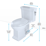 TOTO Promenade II 1G One-Piece Elongated 1.0 GPF Universal Height Toilet with CEFIONTECT and Right-Hand Trip Lever, Cotton White, Vitreous China, MS814224CUFRG#01