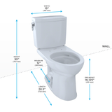 TOTO Drake II 1G Two-Piece Elongated 1.0 GPF Universal Height Toilet with CEFIONTECT, Cotton White, Vitreous China, CST454CUFG#01