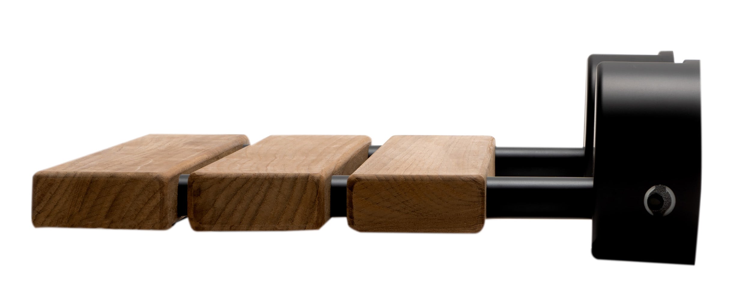 ALFI brand ABS16R-BM Black Matte 16" Wide Foldable Teak Shower Seat with Round Hardware, Teak Wood, Natural Wood