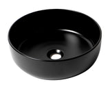 ALFI brand 15.5" x 15.5" Round Above Mount Porcelain Bathroom Sink, Black Matte, No Faucet Hole, ABC907-BM