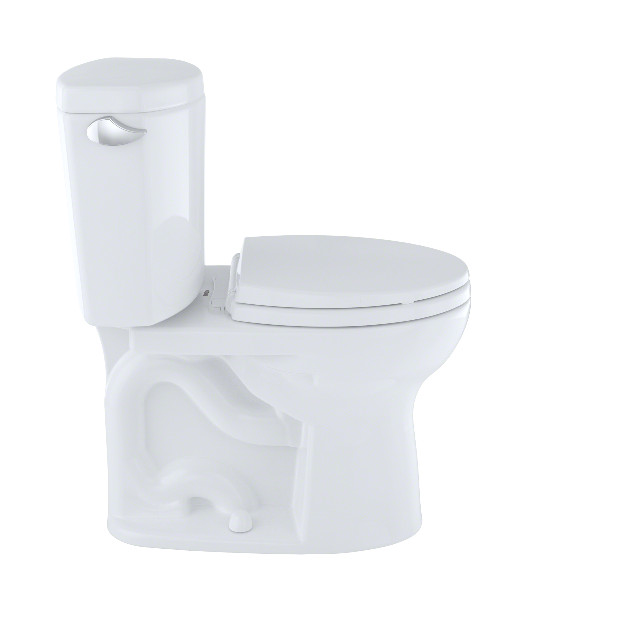 TOTO Drake II Two-Piece Round 1.28 GPF Universal Height Toilet with CEFIONTECT and Right-Hand Trip Lever, Cotton White, Vitreous China, CST453CEFRG#01