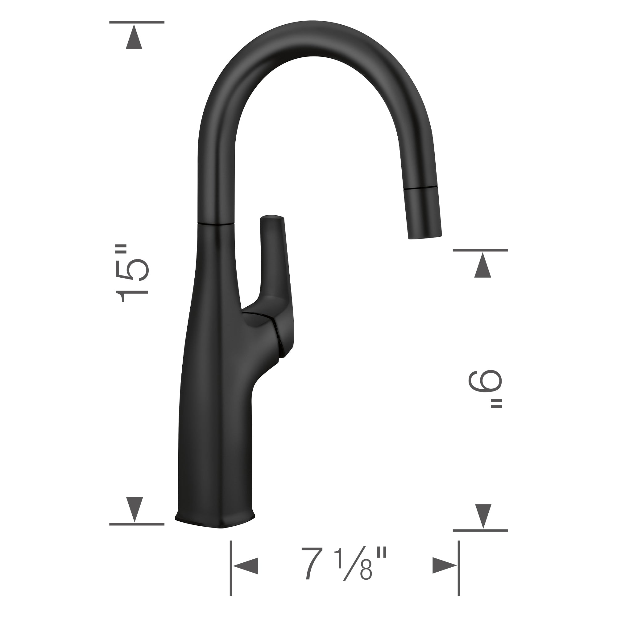 Blanco Rivana Pull-Down Bar Faucet, Matte Black, 1.5 GPM, Brass, 443021