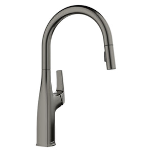 Alternate Image for Blanco Rivana High Arc Pull-Down Dual-Spray Kitchen Faucet, Satin Dark Steel, 1.5 GPM, Brass, 443267