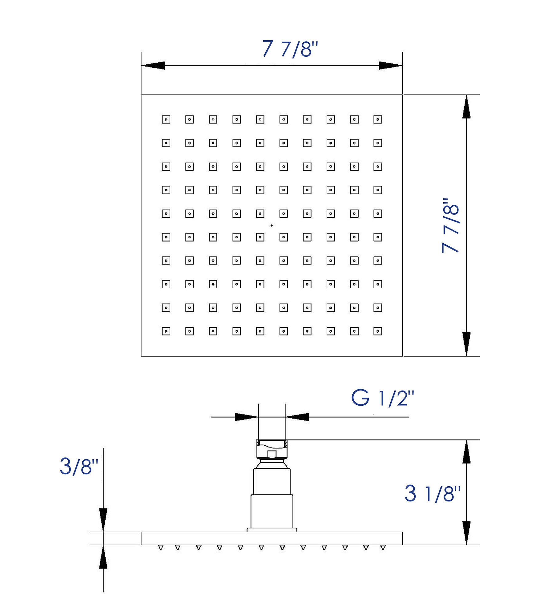 ALFI brand LED8S-BN Brushed Nickel 8" Square Multi Color LED Rain Shower Head, Brass
