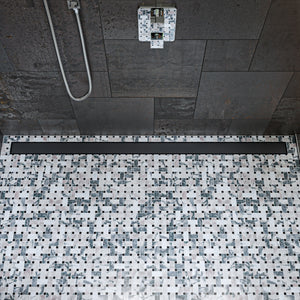 Alternate Image for ALFI brand ABLD59B-BM 59" Black Matte Stainless Steel Linear Shower Drain with Solid Cover