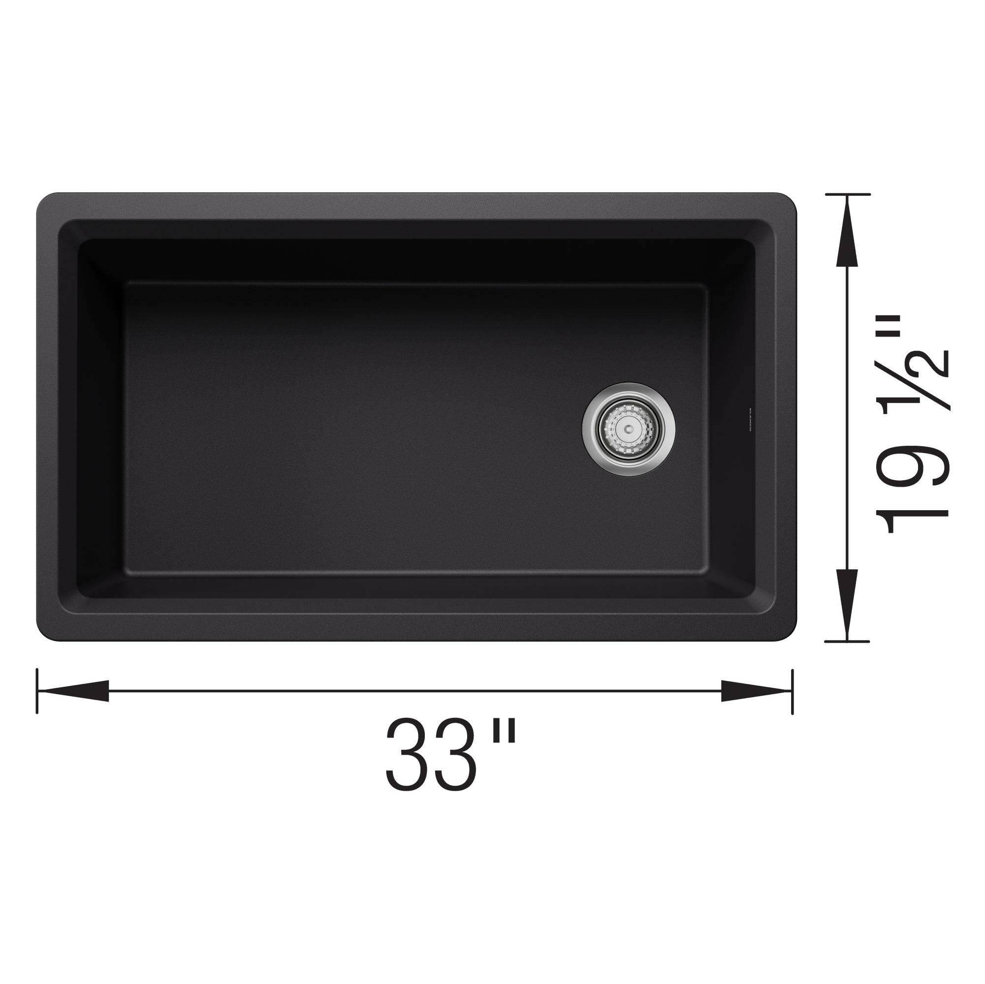 Blanco Inteos 33" Undermount Silgranit Workstation Kitchen Sink, Coal Black, No Faucet Hole, 443311