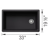 Blanco Inteos 33" Undermount Silgranit Workstation Kitchen Sink, Coal Black, No Faucet Hole, 443311