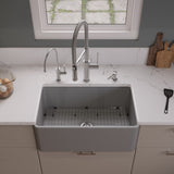 ALFI brand 30" Fireclay Farmhouse Sink, Gray Matte, No Faucet Hole, ABF3018-GM