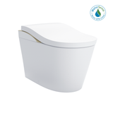 TOTO NEOREST LS Dual Flush 1.0 or 0.8 GF Integrated Bidet Toilet, Cotton White with Nickel Trim, Vitreous China and Plastic, MS8732CUMFG#01N