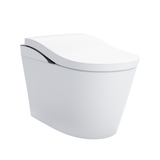 TOTO NEOREST LS Dual Flush 1.0 or 0.8 GF Integrated Bidet Toilet, Cotton White with Black Trim, Vitreous China and Plastic, MS8732CUMFG#01B