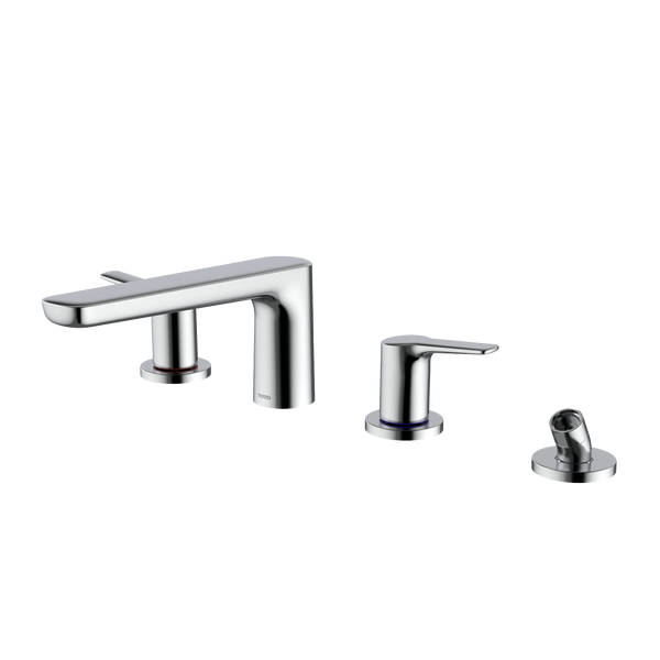 TOTO GS Four-hole Deck-Mount Roman Tub Filler Trim with Handshower, Polished Chrome, Brass, TBG03202U#CP