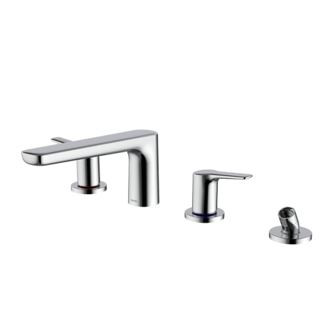 TOTO GS Four-hole Deck-Mount Roman Tub Filler Trim with Handshower, Polished Chrome, Brass, TBG03202U#CP