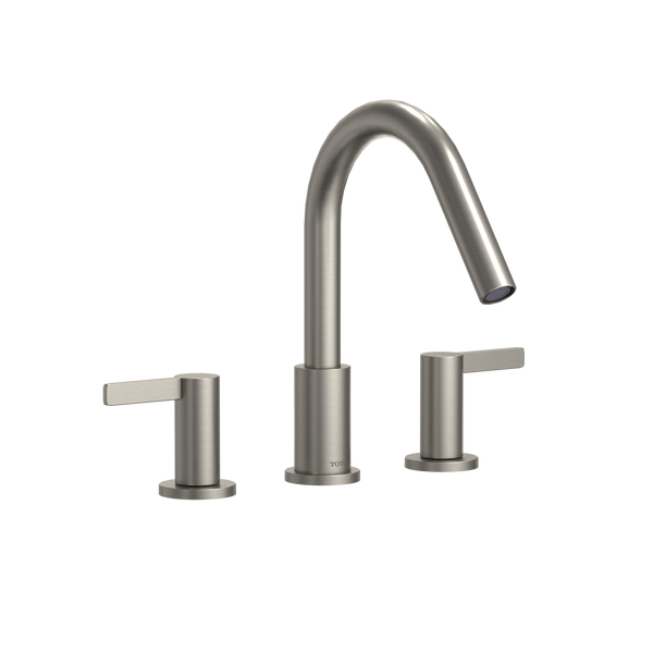 TOTO GF Two Lever Handle Deck-Mount Roman Tub Filler Trim, Brushed Nickel, Brass, TBG11201UA#BN