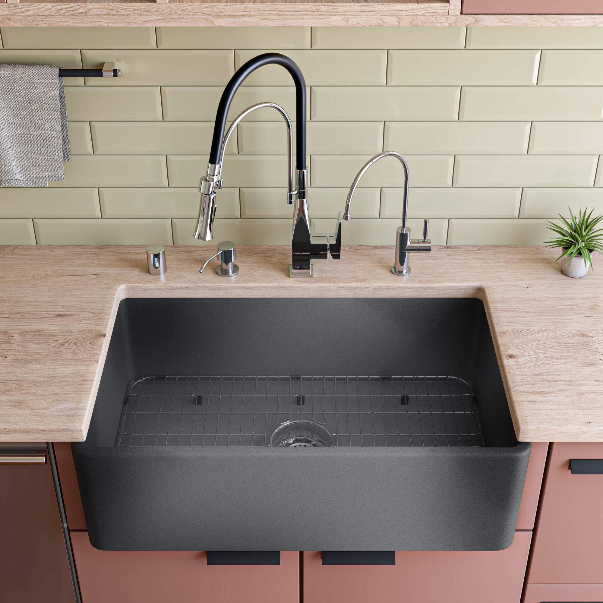 ALFI brand 33" Fireclay Farmhouse Sink, Concrete, ABCO3320SB
