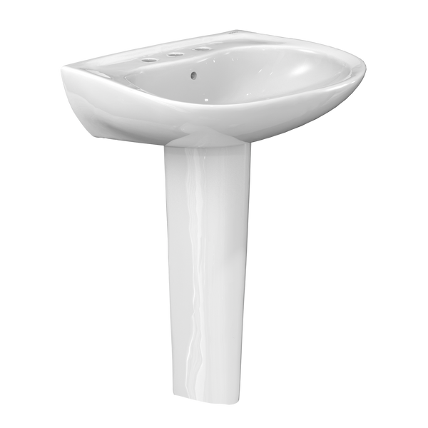 TOTO Prominence Oval Basin Pedestal Bathroom Sink with CEFIONTECT for 8 inch Center Faucets, Cotton White, Vitreous China, LPT242.8G#01