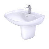 TOTO Prominence Oval Wall-Mount Bathroom Sink with CeFiONtect and Shroud for Single Hole Faucets, Cotton White, Vitreous China, LHT242G#01