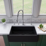 ALFI 33" Fireclay Farmhouse Kitchen Sink, Single Bowl, Reversible, Black Matte, AB3318HS-BM