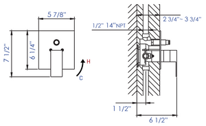 Alternate Image for ALFI brand AB6801-BN Brushed Nickel Modern Square Pressure Balanced Shower Mixer with Diverter, Brass