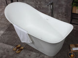 ALFI brand 74" Solid Surface Smooth Resin Free Standing Oval Soaking Bathtub, White Matte, AB9915