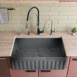 ALFI brand 33" Fireclay Farmhouse Sink, Concrete, ABCO3320SB