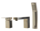 ALFI brand Brass, AB2322-BN Brushed Nickel Deck Mounted Tub Filler and Square Hand Held Shower Head
