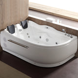 Eago 71" Acrylic Corner Oval Bathtub, White, AM124ETL-R