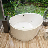 Eago 66" Acrylic Free Standing Oval Air Bubble Bathtub, White, AM2130