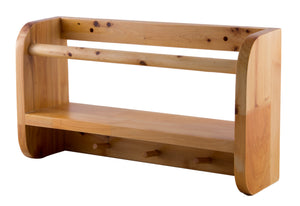 Alternate Image for ALFI brand AB5508 18" Wall Mounted Wooden Shelf & Hooks Bathroom Accessory, Cedar Wood, Natural Wood