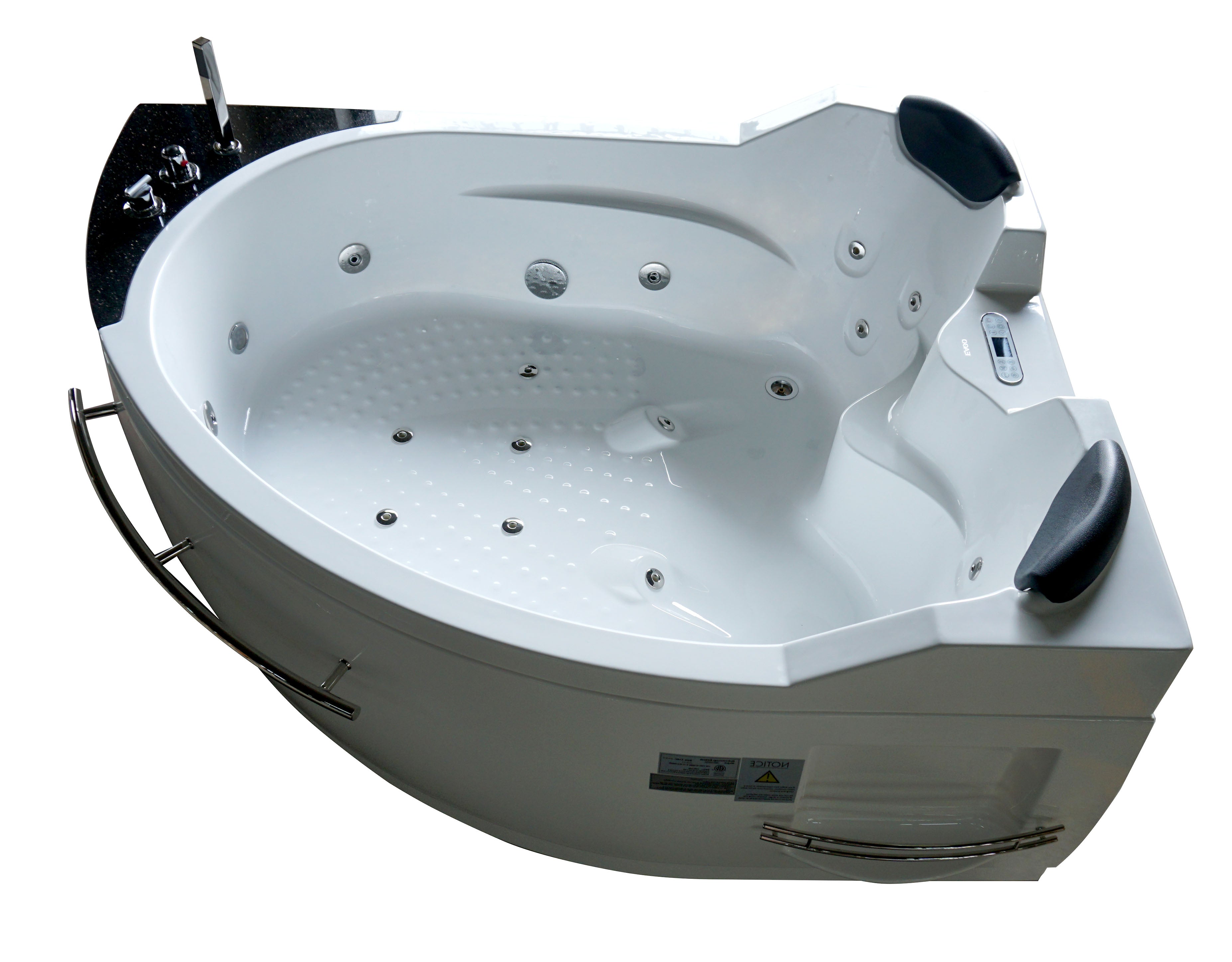 Eago 67" Acrylic Corner Neo-angle Round Bathtub, White, AM113ETL-L