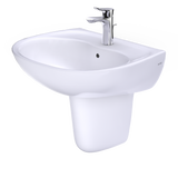 TOTO Supreme Oval Wall-Mount Bathroom Sink with CeFiONtect and Shroud for Single Hole Faucets, Cotton White, Vitreous China, LHT241G#01