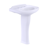 TOTO Dartmouth Rectangular Pedestal Bathroom Sink with Arched Front for 8 Inch Center Faucets, Cotton White, Vitreous China, LPT642.8#01