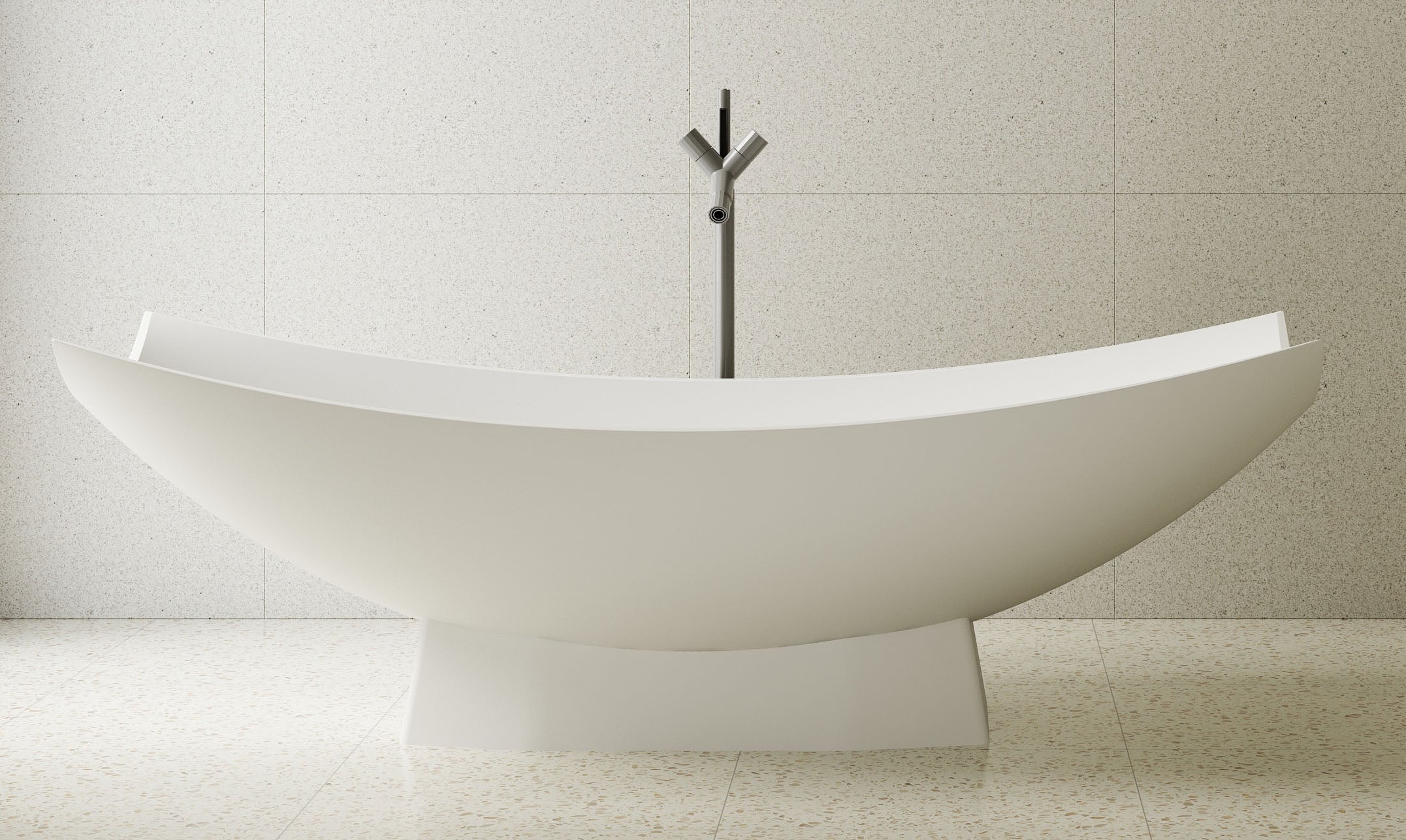 ALFI brand 71" Solid Surface Resin Free Standing Oval Bathtub, Hammock Style, White Matte, AB9992