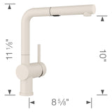 Blanco Linus Low Arc Pull-Out Dual-Spray Kitchen Faucet, Soft White, 1.5 GPM, Brass, 526963