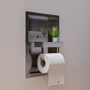 Alternate Image for ALFI brand ABTPN88-BSS Brushed Stainless Steel Recessed Toilet Paper Holder Niche, 19 Gauge