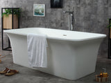 ALFI brand 67" Solid Surface Smooth Resin Free Standing Rectangle Soaking Bathtub, White Matte, AB9942