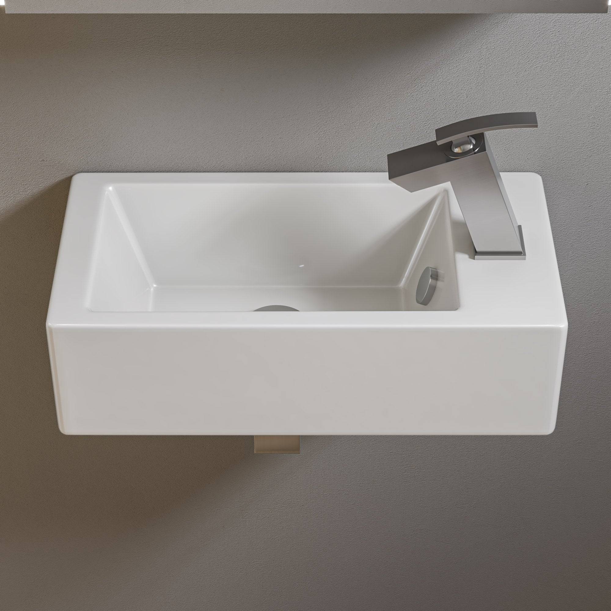 ALFI brand 19.75" x 10" Rectangle Wall Mount Porcelain Bathroom Sink, White, 1 Faucet Hole, ABC116