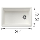 Blanco Inteos 30" Undermount Silgranit Workstation Kitchen Sink, White, No Faucet Hole, 443306