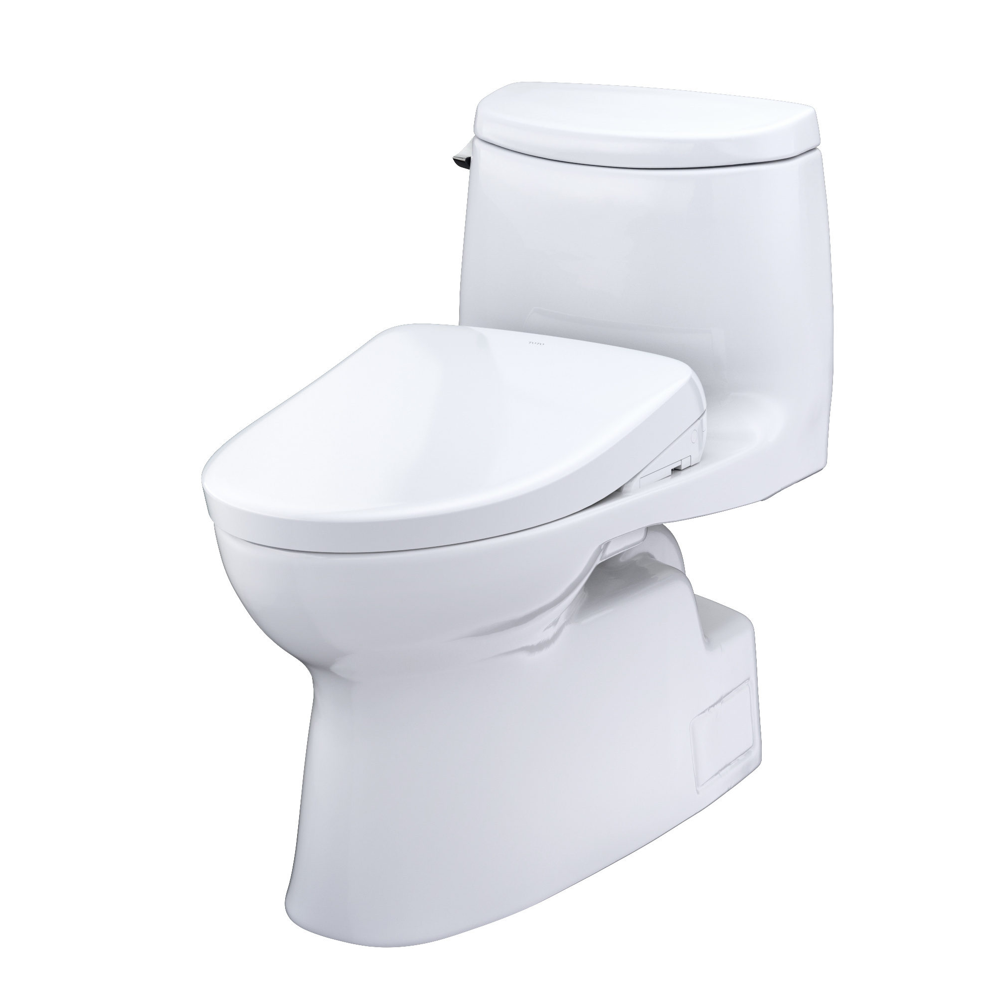 TOTO WASHLET+ Carlyle II One-Piece Elongated 1.28 GPF Toilet with Auto Flush WASHLET+ S7 Contemporary Bidet Seat, Cotton White, Vitreous China|Plastic, MW6144726CEFGA#01