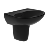 TOTO Supreme Oval Wall-Mount Bathroom Sink and Shroud for Single Hole Faucets, Ebony, Vitreous China, LHT241#51