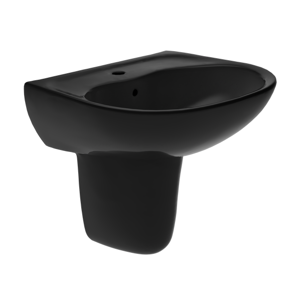 TOTO Supreme Oval Wall-Mount Bathroom Sink and Shroud for Single Hole Faucets, Ebony, Vitreous China, LHT241#51