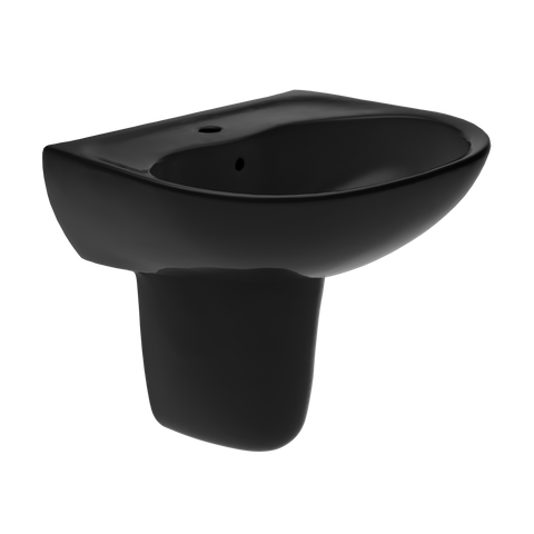 TOTO Supreme Oval Wall-Mount Bathroom Sink and Shroud for Single Hole Faucets, Ebony, Vitreous China, LHT241#51