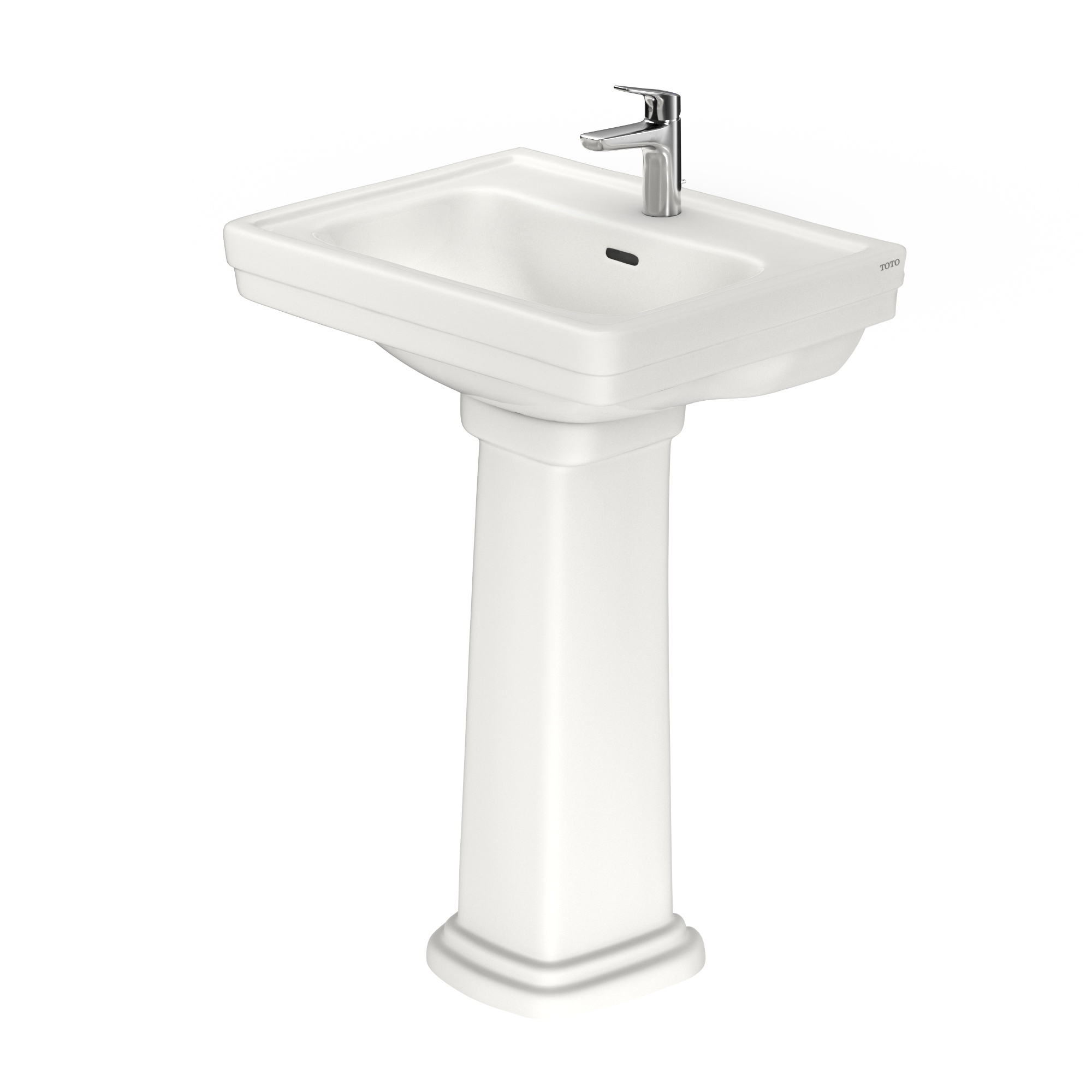 TOTO Promenade 24" x 19-1/4" Rectangular Pedestal Bathroom Sink for Single Hole Faucets, Colonial White, Vitreous China, LPT532N#11