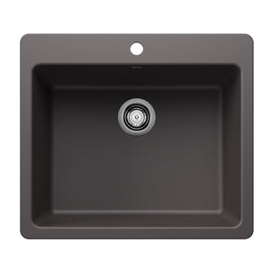 Alternate Image for Blanco Liven 25" Dual Mount Silgranit Kitchen Sink, Cinder, 1 Faucet Hole, 443220